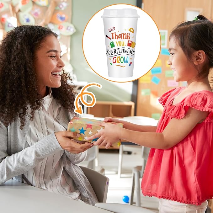 Skylety 12 Pcs Back to School Teachers Gifts Teacher Appreciation Gifts Teacher Deals Bulk Reusable Plastic Coffee Cup with Lid for First Day of School Party Decorations (Lively)