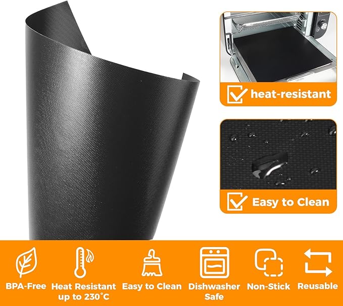 Air Fryer Accessories for Ninja DT201 DT251, 4pcs Black Liners and 1pack Replacement Crumb tray Pan for Ninja DT201