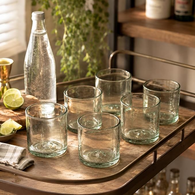 Clear 12 oz Large DOF Glasses (set of 6), Recycled Glass, Lead-free, Toxin-Free (12oz Large DOF)