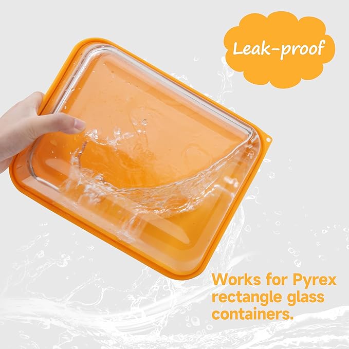 LUVCOSY 11 Cup Rectangle Silicone Storage Cover Lids Replacement for Pyrex 7212-PC Glass Bowls, (Container not Included) 2 Pack, Microwave, Dishwasher and Freezer Safe