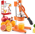 Kitchen Cast Iron Citrus Juicer,Manual Hand Press Orange Juicer,Heavy Duty Countertop Squeezer for Lemon,Orange, Easy to Use & Clean（Orange)