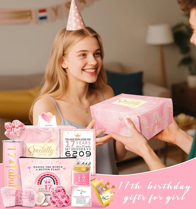 17th Birthday Gifts for Girls 17 Year Old Girl Birthday Gifts, Unique 17th Birthday Gifts for Daughter, Niece, Granddaughter, Girlfirend, Her, 17 & Fabulous Cool 17 Decorations