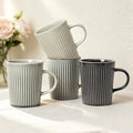 Coffee Mugs Set of 4 Modern Striped Stoneware Coffee Cups with Handle, Large Ceramic Gift Set for Women and Men, Dishwasher and Microwave Safe, 18oz for Hot Coffee, Tea, Cocoa, Milk