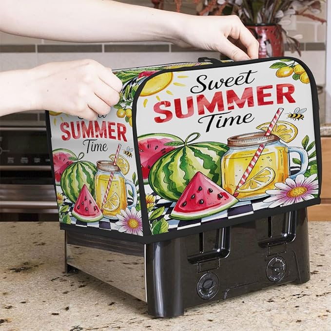 Summer Watermelon Colorful 2 Slice Toaster Cover Dust And Fingerprint Bread Maker Cover Bakeware Protector Washable Appliance Covers Kitchen Accessories For Home Kitchen Women Gift