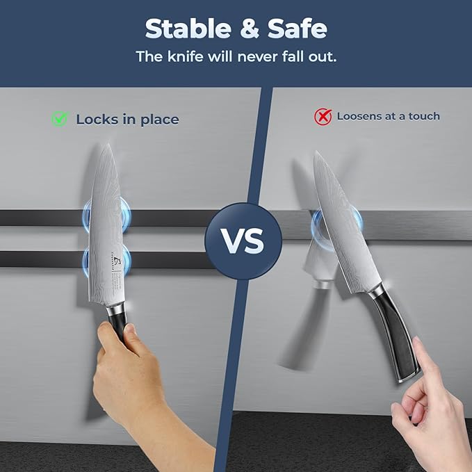 12 Inch Heavy-Duty Magnetic Knife Holder for Refrigerator, No Adhesive Tape or Screws Needed Knife Magnetic Strip for Strong Fridge Mount or Wall as Gifts for Women or Men