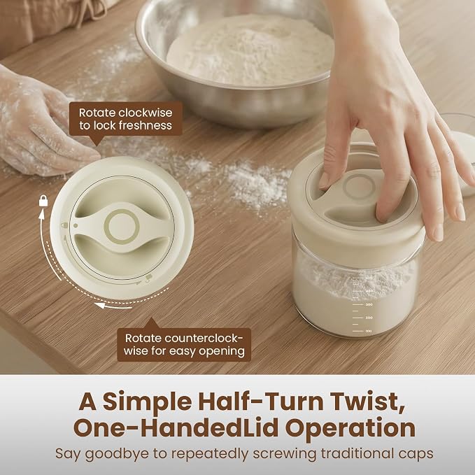OURCABECUE Wide Mouth Mason Jar 16oz, Newly Upgraded Easy Open Rotating Lid, Food Grade Glass Storage Jar for Overnight Oats Yogurt Snacks Candy Jars