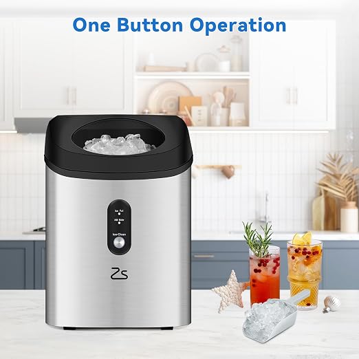 Litake Nugget Ice Maker, Rapid Ice Making in 6-8min, 33lbs/24H, 1.1lb ice Basket Capacity,45db Noise Level, Auto-Cleaning,Food-Grade Internal Plastic,Water Shortage and Water Full Reminder