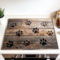 Stove Top Cover for Electric Stove 28.35 x 20.47 Inch Non Slip Stove Mat Rustic Paw Print Glass Cooktop Protector Kitchen Counter Mat