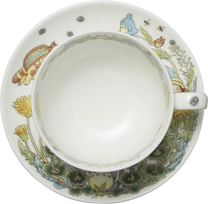 Noritake T97285A/4660-2 Milk Tea Cup & Saucer, 11.8 fl oz (325 cc), My Neighbor Totoro, Dandelion, Microwave Safe, 1 Guest, Bone China
