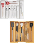 Lifewit Silverware Drawer Organizer, Expandable Cooking Utensil Tray, Adjustable Plastic Storage for Spoons Forks Knives, Large