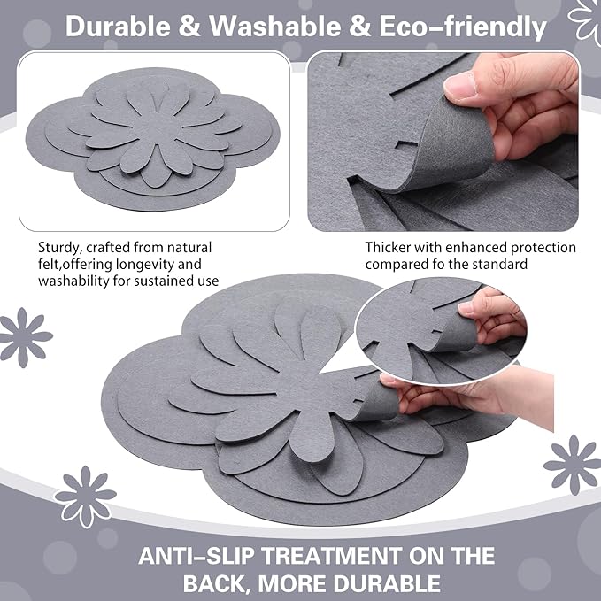 Queekay 36 Pcs Felt Pot Pan Protectors Dish Dividers Separators Bakeware Cookware Scratch Protectors Different Sizes, Thicker Pan Pads for Stacking Cookware Organizing Protecting (Gray)