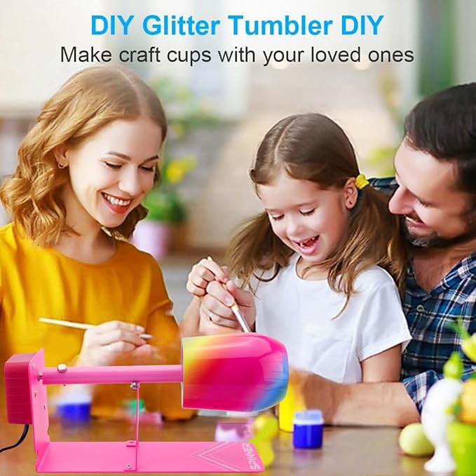 LFSUM Cup Turner for Crafts Tumbler Cup Spinner Machine Kit,Wood Cuptisserie Turner DIY Glitter Epoxy Tumblers with Silent UL Motor Safety Switch 2 Foams Accessories (Simple)