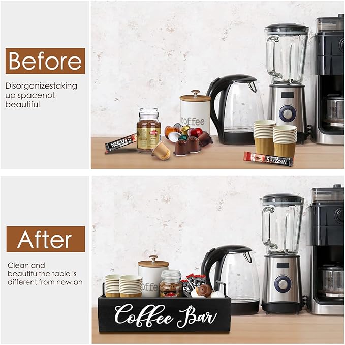 MINCORD Coffee Station Organizer & Coffee Filter Holder With Lid for Coffee Bar Decor