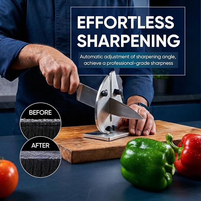 VN3 Professional Knife Sharpener | 3-Action Tungsten Carbide | For Repair, Restoration and Sharpening, Easy to Use, Replacement Blades Included, Soild and Durable, Sailboat Shaped Design