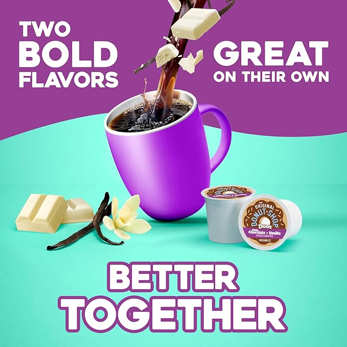 The Original Donut Shop Duos White Chocolate + Vanilla, Keurig Single Serve K-Cup pods, 96 Count
