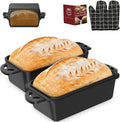 9×5 Inch Cast Iron Loaf Pan with Lid, Even Heat Distribution Bread Baking Pan for Sourdough, Homemade Bread, Cake & Meatloaf, 2 Piece Set