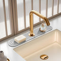 Diatomite Stone Faucet Mat For Kitchen Sink-Absorbent Fast Drying Stone Sink Tray,Faucet Splash Guard Counter,Quick Dry Sink Mat Around Faucet For Kitchen & Bathroom (Light Gray-Oval,15.7" x 4")