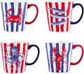 Bico Ocean Wonders Scalloped Ceramic Mug Set of 4, Christmas Coffee Mugs, 15oz Holiday Cups for Tea, Cocoa, or Hot Drinks, Microwave & Dishwasher Safe
