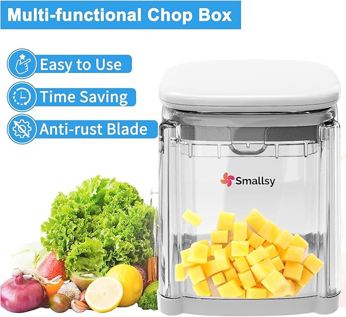 4-in-1 French Fry Cutter, Vegetable Chopper, Manual Potato Cutter for Fries, Food Dicer Chop Box, Onion Cutter Apple Slicer with 4 Stainless Steel Blades, ABS Plastic Material for Kitchen