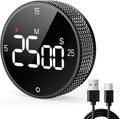 USB Rechargeable Magnetic Kitchen Timer for Cooking, Building 800mAh Battery Large Display Digital Countdown Countup Timer, 3 Preset 5/15/25 Mins Loud Alarm for Baking Grilling Studying