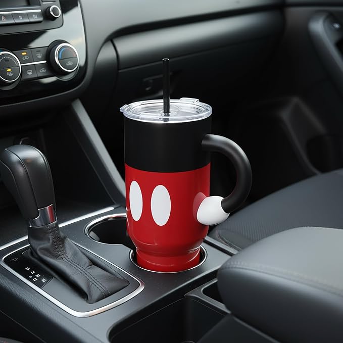 Disney Mickey Mouse 40 Oz Stainless Steel Tumbler With Sculpted Arm Handle