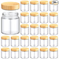 Norme 24 Pcs 8 oz Glass Jars with Lids Empty Small Glass Containers and Inner Liners Reusable Cosmetic Jars Round Airtight Bottles with Plastic Woodgrain Lids for Travel