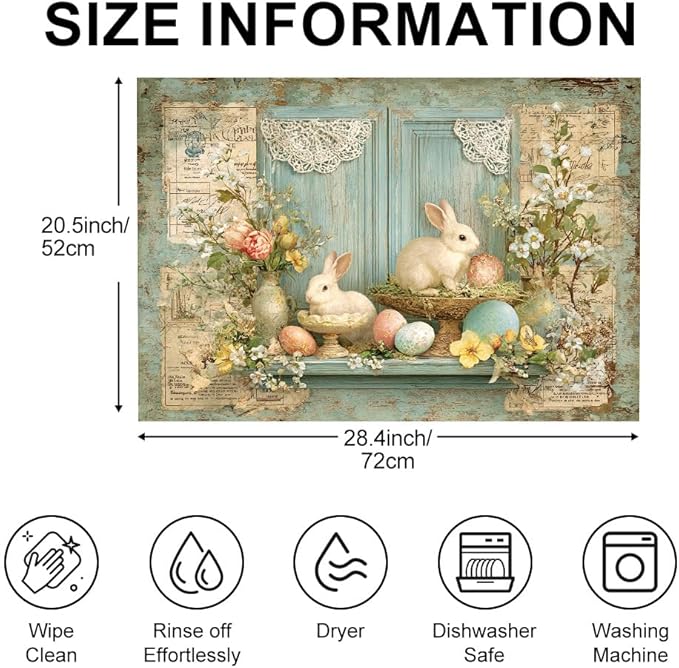 Stove Top Cover for Electric Stove 28.4 x 20.5 Inch Non Slip Stove Mat Oil Proof Bunny Window Glass Cooktop Protector Kitchen Counter Mat
