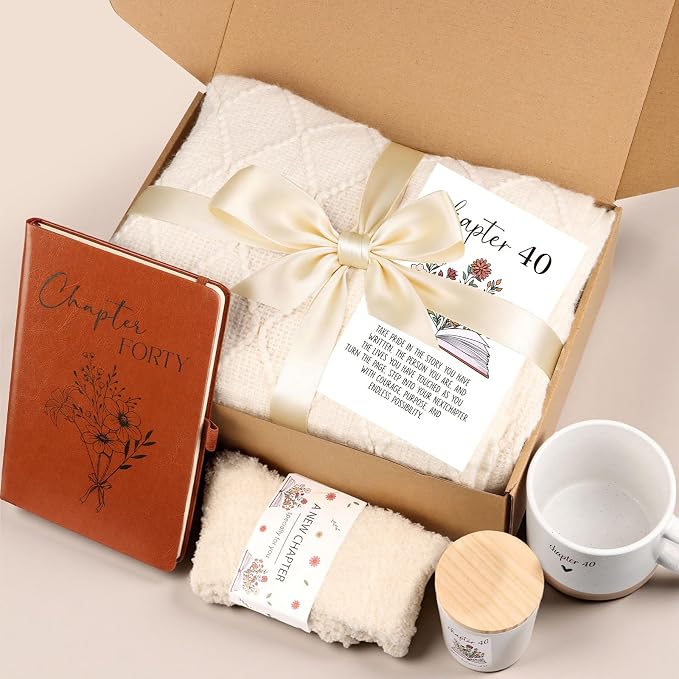 40th Birthday Gifts Women, Unique Chapter 40 Year Old Birthday Gifts for Women Happy 40th Bday Gift Basket for Her Turning 40 Year Old Gift Box Ideas for Her Wife Mom Daughter Sister Friend Coworker | Chapter 40