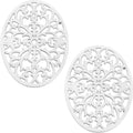 Sumnacon 2 Pcs Oval Cast Iron Trivet - Antique Heat Resistant Metal Trivet for Hot Dish Pot Pan Teapot, Vintage Well Made Hot Plate Pad for Kitchen Dining Countertop Table,White