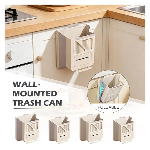 Collapsible Hanging Kitchen Trash Can Home Foldable Garbage Can Protable Kitchen Cabinet Door Hanging Bin Creative Classification Multiuse Basket(B)
