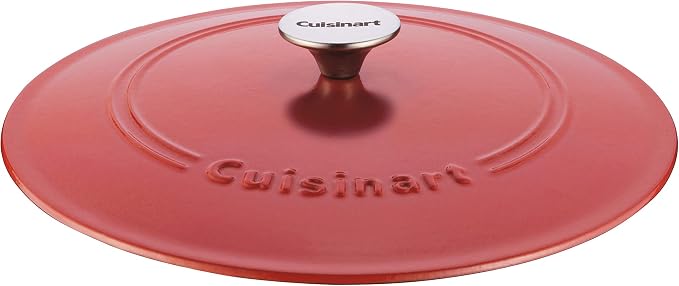 Cuisinart Chef's Classic Enameled Cast Iron Dutch Oven with Lid, Porcelain Enameled Interior, Oven Safe, Induction Compatible, 12-Inch, Chicken Fryer, Peony Pink