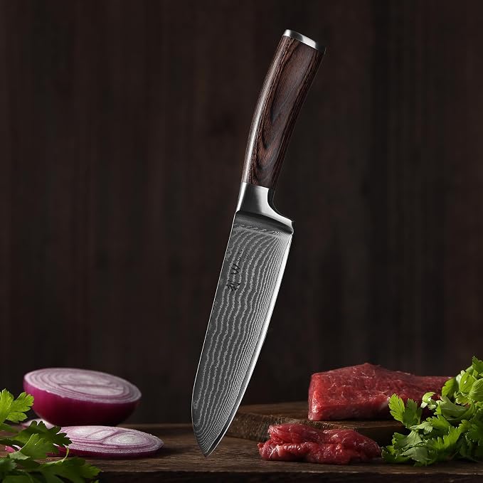 Wakoli EDIB 4-Piece Damascus Knife Set – Professional Kitchen Knife Set, 67-Layer Genuine Damascus Steel, High Carbon Stainless Steel Core (VG10), Ergonomic Pakkawood Handles, In Elegant Gift Box