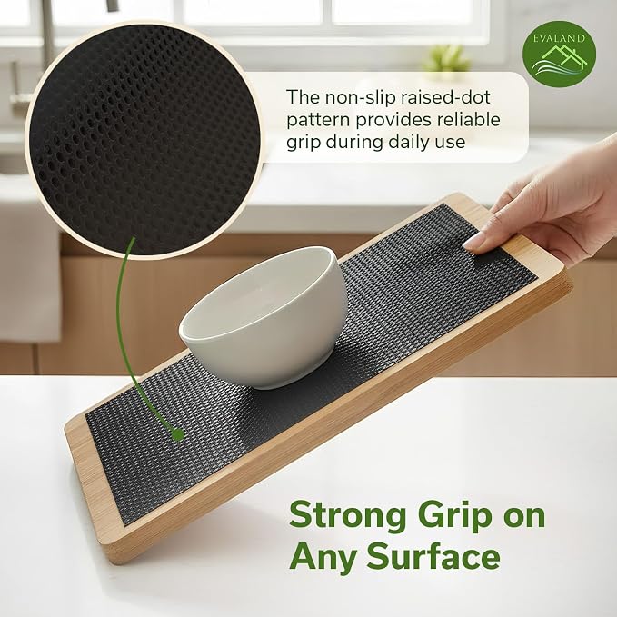 EVALAND Shelf Liners for Kitchen Cabinets Non-Adhesive 17.7" x 33 FT Black Drawer Liner Non Slip, Washable Cabinet Liner, Waterproof Shelf Liners for Cabinets, Refrigerator Bathroom Pantry - Thickened