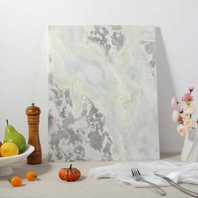 Koville Marble Cutting Board for Kitchen, 20x16 Inches Large Marble Slab Cheese Board, Rectangular Serving Board for Baking Charcuterie Pastry, Natural Stone Board for Countertop(Namib Picasso)
