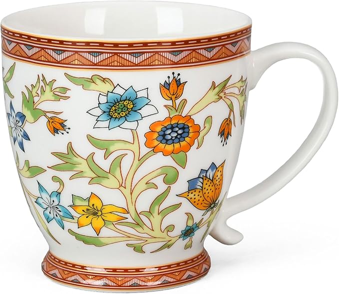 STP GOODS Porcelain Mug 13.5 fl. oz. - Set of 2 in Gift Box Coffee Cup, Gift for Women and Men (Fleurs des Prairies)