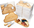 Ziliny 18 Set Baby Shower Party Favors Mini Cheese Cutting Board Cloud Shaped Small Charcuterie Board with Knives Forks Thank Tags with Gifts Box Ropes for Gifts Birthday Wedding Party Baby Shower