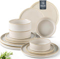 AmorArc Ceramic Dinnerware Sets, Handmade Reactive Glaze Stoneware Plates and Bowls Sets,Highly Chip and Crack Resistant | Dishwasher & Microwave Safe Dishes Set, Service for 4 (12pc)