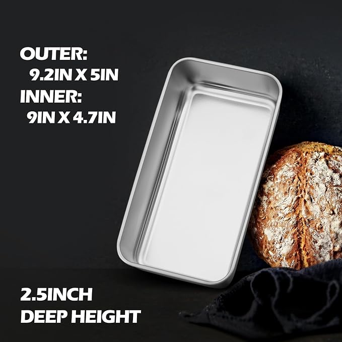 Leonyo Non-Toxic 9x5IN Stainless Steel Loaf Pan for Baking Bread,20 Pack | Metal Sandwich Bread Loaf Pans, Bread Pan Tins for Homemade Meatloaf Cakes Brownies Lasagnas, Dishwasher Oven Safe
