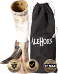 AleHorn Viking Drinking Horn with Stand – Handcrafted Natural Ox Horn Mead & Ale – Medieval Norse Display Cup for Home Bar Decor & Holiday Gifts for Men