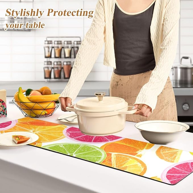 Multicolored Summer Citrus Slices Trivet Table Runner Heat Resistant 230F for Hot Dishes Pots Plates Kitchen Dining Table Protector Decorative 39.37 X 11.8 Inch