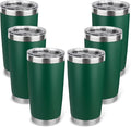 20oz Stainless Steel Tumbler Bulk with Lid, Travel Mug - Double Wall Vacuum Powder Coated Cup - Dark Green, 6 Pack