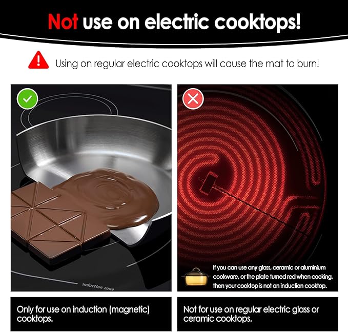KitchenRaku Large Induction Cooktop Protector Mat, (Magnetic) Electric Stove Burner Covers Antiscratch as Glass Top Stove Cover (Monochromatic Black, 20.4x30.7 Inch)