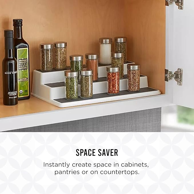 Copco 3-Tier Cabinet Spice Rack Organizer, 10 Inch Tiered Shelf Riser for Kitchen Cabinets, Pantry, and Countertop - Holds Spices, Seasonings, Oils, and Condiments