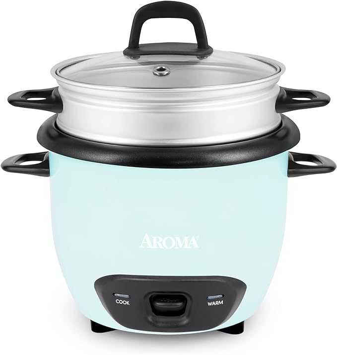 AROMA® 6-Cup (Cooked) / 1.5Qt. Rice & Grain Cooker (ARC-743-1NGBL), Light Blue