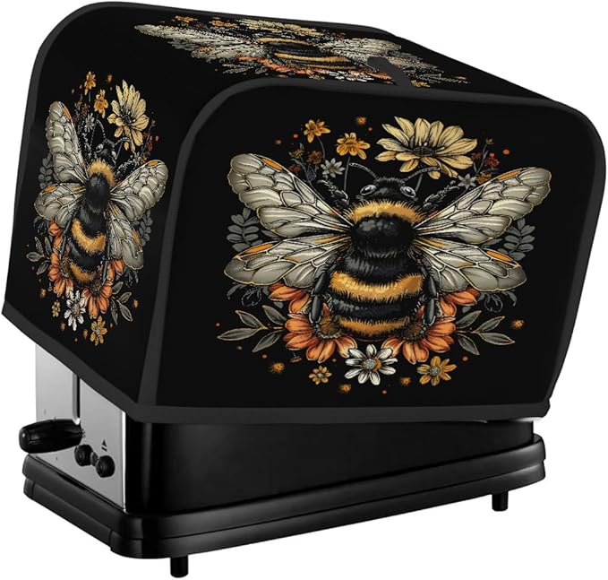 Animals Flowers Bee Toaster Cover 2 Slice Dust and Fingerprint Protection Toaster Bread Maker Covers Washable Kitchen Small Appliance Covers for Kitchen Accessories Decor Bakeware Women Gift