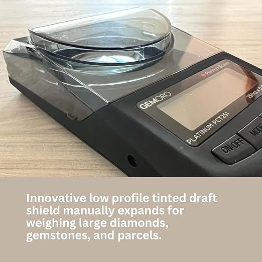 GemOro Platinum PCT251 | Durable Precise Jewelers Premium Class Carat Mini Scale | Digital Precision Tool with Expert Professional Reading & Accuracy 250ct x 0.005ct Readability (Black)