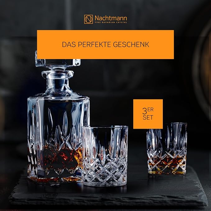 Nachtmann Noblesse Decanter and Whisky Glass, Set of 3, Clear, 10.4 oz. -