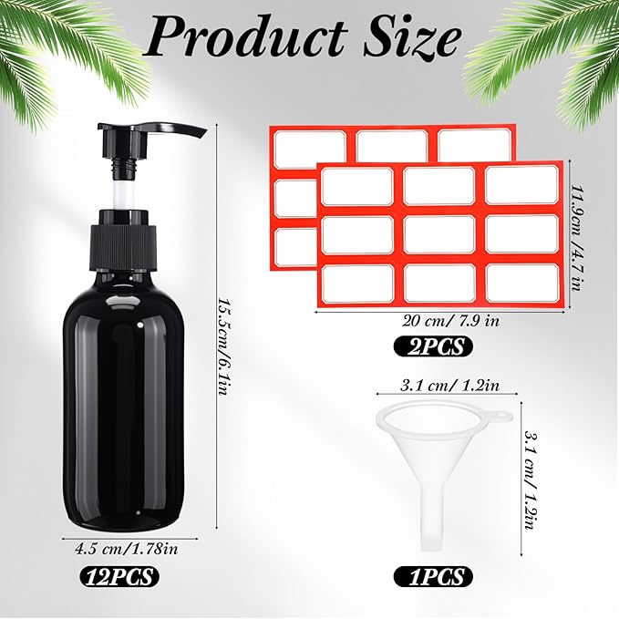 Tanlade Glass Pump Bottle Dispenser 4 oz Travel Bottles with Pump Refillable Glass Containers for Toiletries Lotion Liquid Soap Shampoo Essential Oils Cosmetic Travel Accessories(Black)
