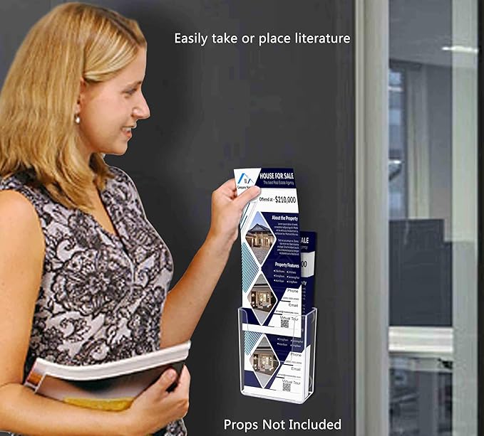 Marketing Holders 6 Pack Magnetic Vertical Business Card Pocket Holds 3.5 Inch Wide Clear Acrylic Sticker Index Cards or Brochure Holders Retail Shops Insurance Office or Realtor
