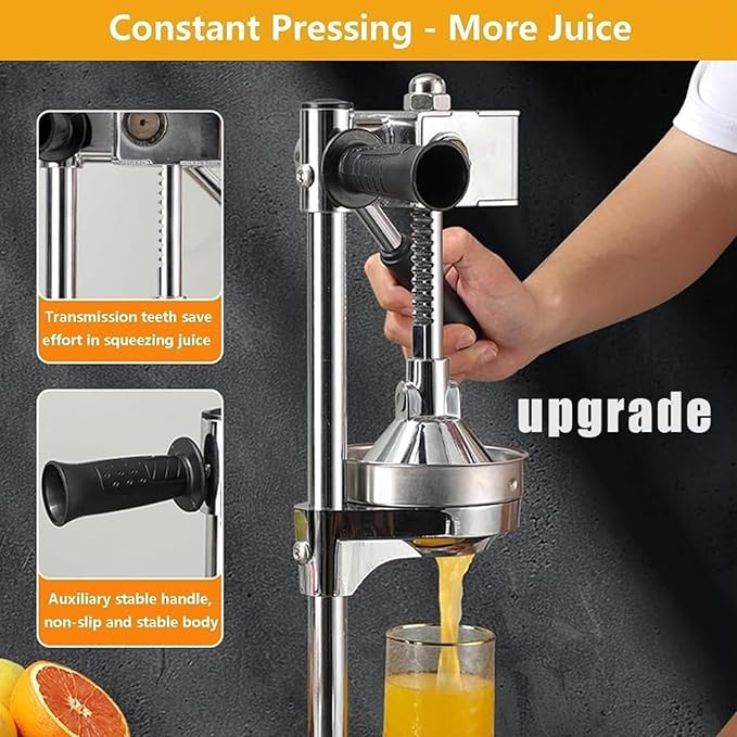 Cast Iron Juicer Hand Press, Heavy Duty Cast Iron Manual Juicers, Manual Juicer Stainless Steel Lemon Squeezer, Crusher Machine for Fresh Lemonade Orange Juice, Easy to Clean